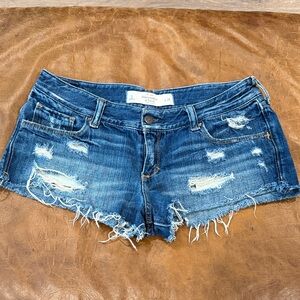 Abercrombie & Fitch Ripped Blue Jean Shorts